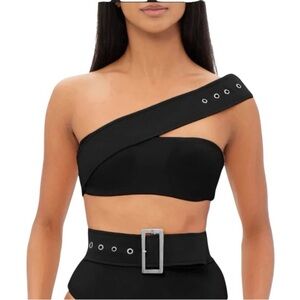 Andrea Iyamah New Black Kanem Bikini Top Size XXXL